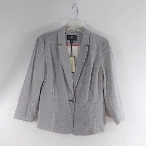 NWT British Khaki pinstripe Jkt wm XL 3/4 sleeves